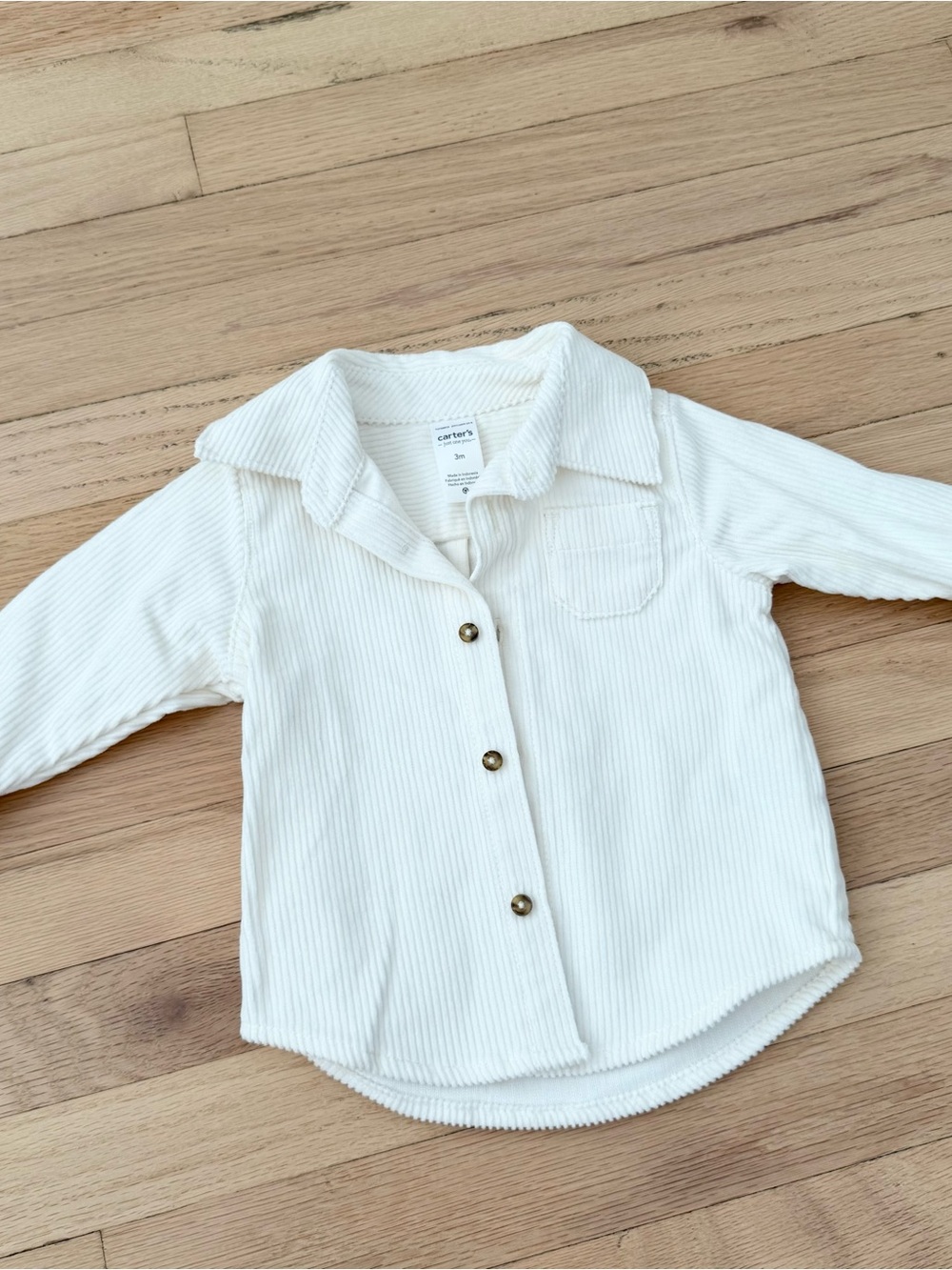 CARTERS Cream Ribbed Button-Up Shirt